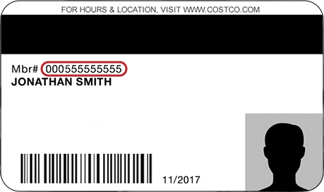 the back of Costco membership card highlighting the member number